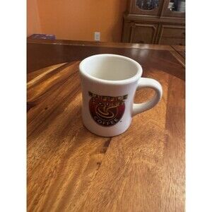 TUXTON Thick & Heavy WAFFLE HOUSE 8oz Ceramic COFFEE MUG Logo Curvy Flared WHITE